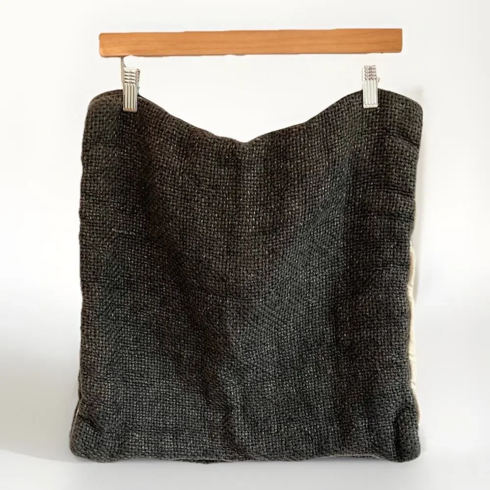 TWO Pottery Barn Faye Charcoal Textured 100% Linen Pillow Covers 20